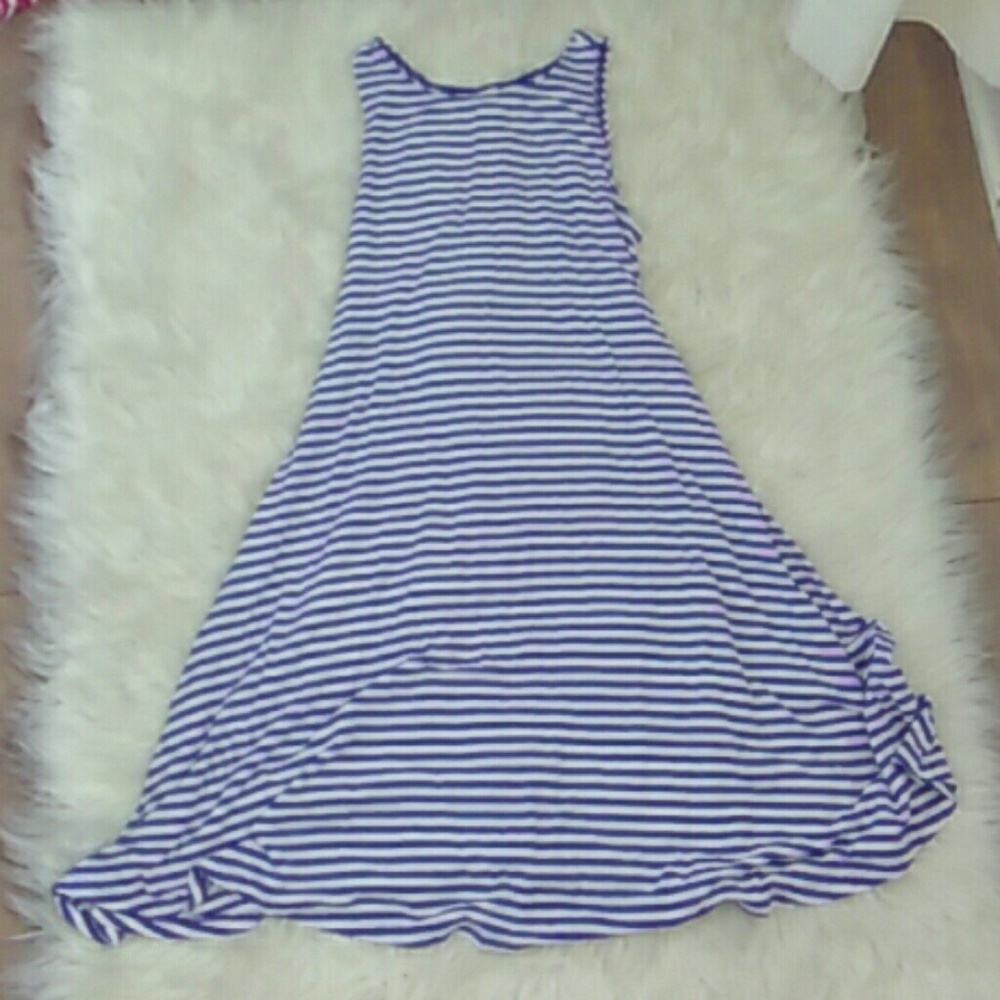 Blue and white striped dress